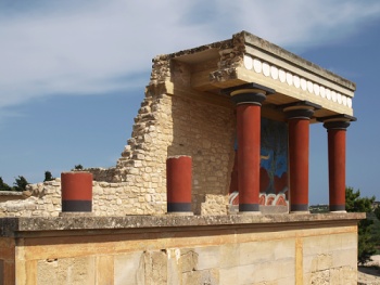 Rekonstruovaná část paláce Knossos u Iraklia