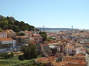 Lisabon z vyhlídky Miradouro da Graça směrem k řece Tejo a hradu Castelo de São Jorge 