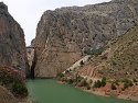 Soutěska El Choro se zavřenou stezkou El Caminito del Rey nad Río Guadalhorce