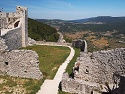 Výhled z hradu Castello di Monte Sant'Angelo do krajiny poloostrova Gargano